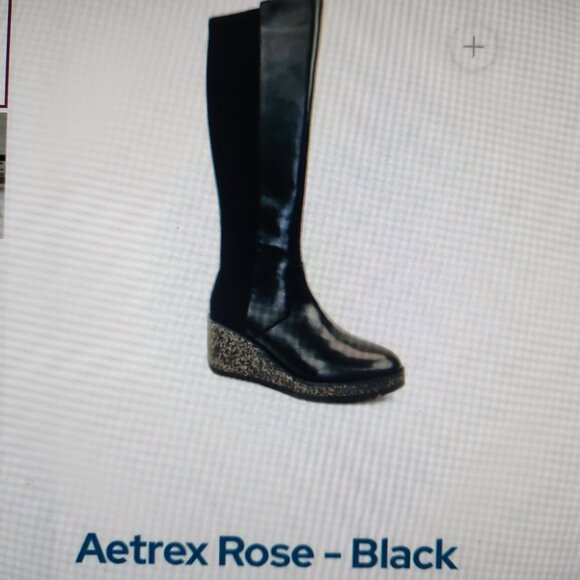 Aetrex Black Leather Tall "Rose" Boots. NIB. Size EU 4EU 37/US 7 - Picture 1 of 11